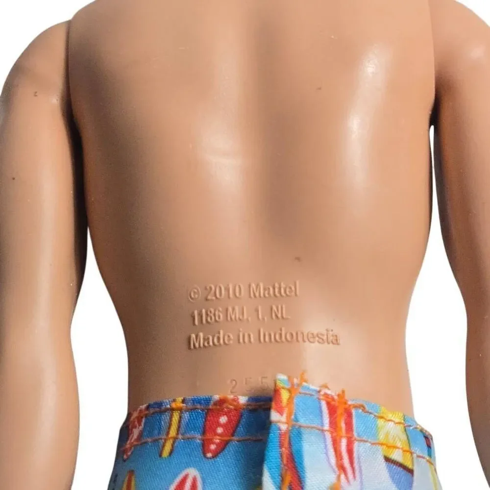 Ken Barbie Mattel Doll 2012 molded hair swimsuits Brunette EUC C383G